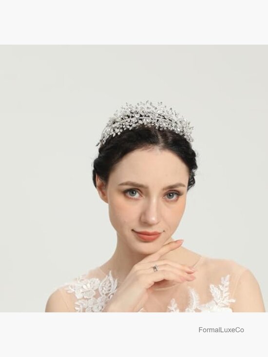 Crystal Bridal Headband with Marquise Crystals & Rhinestone Flowers main image 6